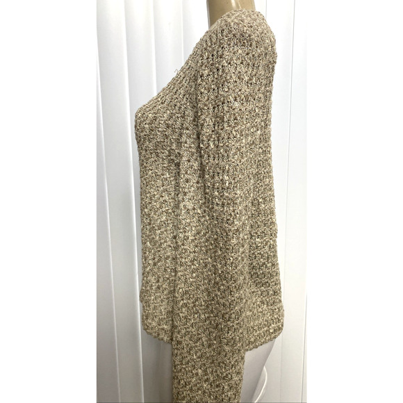 St John Evening Jacket Blazer Tweed Knit Beige Oatmeal Zip Bead 12 L Vintage - Picture 4 of 11